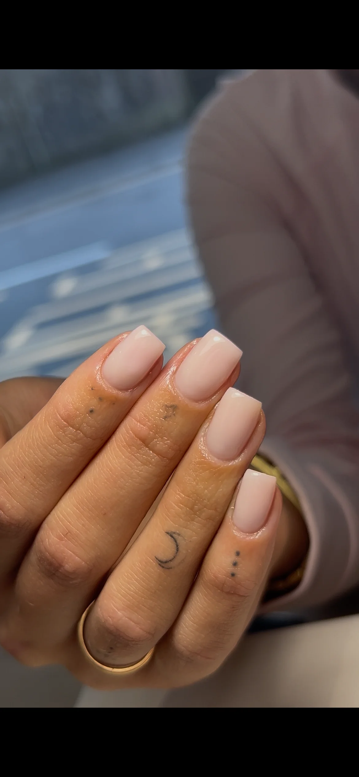 Plain pale pink builder gel after an infill by Jolie